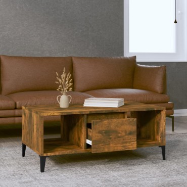vidaXL Τραπεζάκι Σαλονιού Καπνιστή Δρυς 90x50x36,5cm Επεξεργ. Ξύλο 1 τεμ.