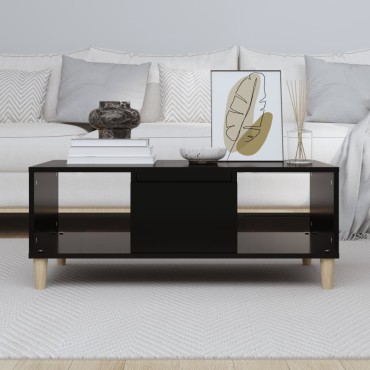 vidaXL Τραπεζάκι Σαλονιού Μαύρο 90x50x36,5cm Επεξεργασμ. Ξύλο 1 τεμ.
