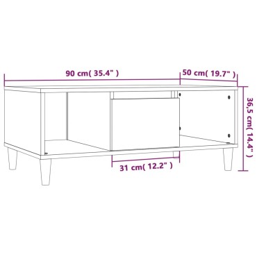 vidaXL Τραπεζάκι Σαλονιού Καφέ Δρυς 80x50x35cm Επεξεργασμ. Ξύλο 1 τεμ.