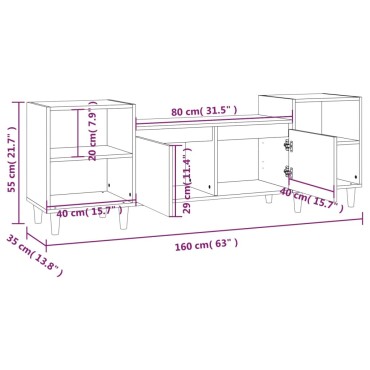 vidaXL Έπιπλο Τηλεόρασης Καπνιστή Δρυς 160x35x55cm Επεξ. Ξύλο
