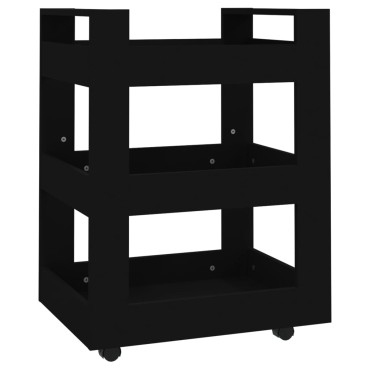 vidaXL Τρόλεϊ Κουζίνας Μαύρο 60x45x80cm από Επεξεργασμένο Ξύλο 1 τεμ.