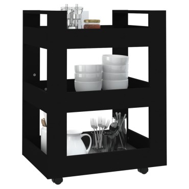 vidaXL Τρόλεϊ Κουζίνας Μαύρο 60x45x80cm από Επεξεργασμένο Ξύλο 1 τεμ.
