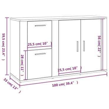 vidaXL Ντουλάπι Μαύρο 100x33x59,5cm από Επεξεργασμένο Ξύλο 1 τεμ.