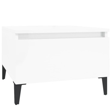vidaXL Τραπέζι Βοηθητικό Γυαλιστ.Λευκό 50x46x35cm Επεξεργασμένο Ξύλο 1 τεμ.
