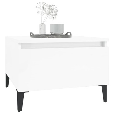 vidaXL Τραπέζι Βοηθητικό Γυαλιστ.Λευκό 50x46x35cm Επεξεργασμένο Ξύλο 1 τεμ.