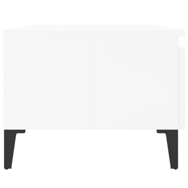 vidaXL Τραπέζι Βοηθητικό Γυαλιστ.Λευκό 50x46x35cm Επεξεργασμένο Ξύλο 1 τεμ.