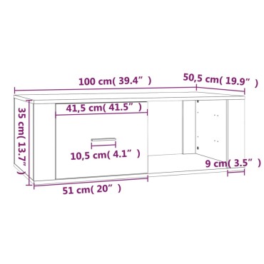 vidaXL Τραπεζάκι Σαλονιού Γκρι Σκυρ. 100x50,5x35cm Επεξεργ. Ξύλο 1 τεμ.