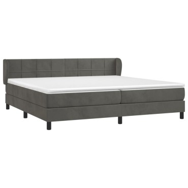 vidaXL Κρεβάτι Boxspring με Στρώμα Σκούρο Γκρι 200x200 εκ. Βελούδινο