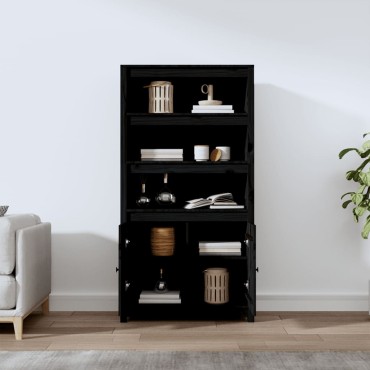 vidaXL Ντουλάπι Μαύρο 80x35x154cm από Μασίφ Ξύλο Πεύκου 1 τεμ.