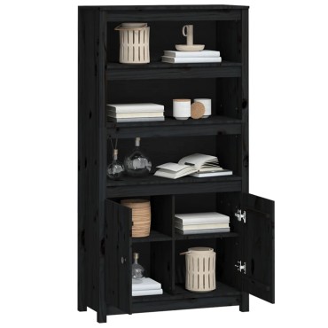 vidaXL Ντουλάπι Μαύρο 80x35x154cm από Μασίφ Ξύλο Πεύκου 1 τεμ.