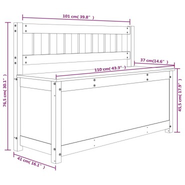 vidaXL Πάγκος Μαύρος 110x41x76,5cm από Μασίφ Ξύλο Πεύκου 1 τεμ.