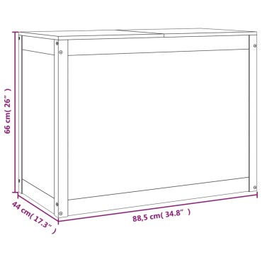 vidaXL Καλάθι Ρούχων Γκρι 88,5x44x66 εκ. από Μασίφ Ξύλο Πεύκου