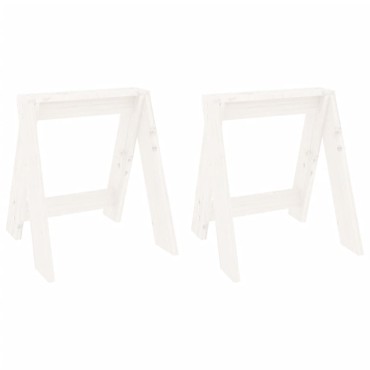 vidaXL Σκαμπό 2 τεμ. Λευκή 40x40x45cm από Μασίφ Ξύλο Πεύκου
