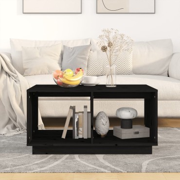 vidaXL Τραπεζάκι Σαλονιού Μαύρο 80x50x40cm από Μασίφ Ξύλο Πεύκου 1 τεμ.