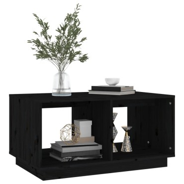 vidaXL Τραπεζάκι Σαλονιού Μαύρο 80x50x40cm από Μασίφ Ξύλο Πεύκου 1 τεμ.