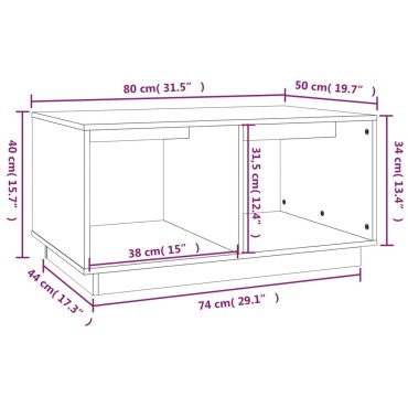 vidaXL Τραπεζάκι Σαλονιού Μαύρο 80x50x40cm από Μασίφ Ξύλο Πεύκου 1 τεμ.