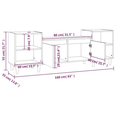 vidaXL Έπιπλο Τηλεόρασης Γκρι Sonoma 160x35x55cm από Επεξεργ. Ξύλο