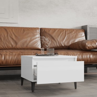 vidaXL Βοηθητικά Τραπέζια 2 τεμ. Γυαλ.Λευκό 50x46x35cm Επεξ. Ξύλο
