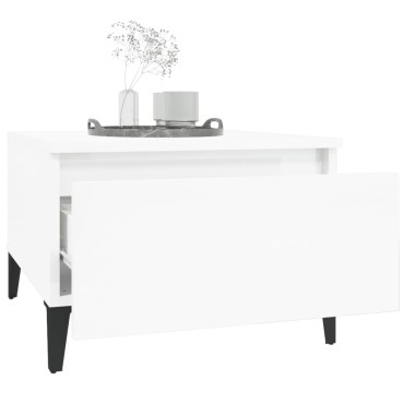 vidaXL Βοηθητικά Τραπέζια 2 τεμ. Γυαλ.Λευκό 50x46x35cm Επεξ. Ξύλο