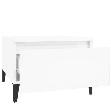 vidaXL Βοηθητικά Τραπέζια 2 τεμ. Γυαλ.Λευκό 50x46x35cm Επεξ. Ξύλο