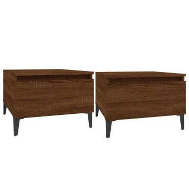 vidaXL Τραπεζάκια Σαλονιού 2 τεμ. Καφέ Δρυς 50x46x35cm Επεξ. Ξύλο