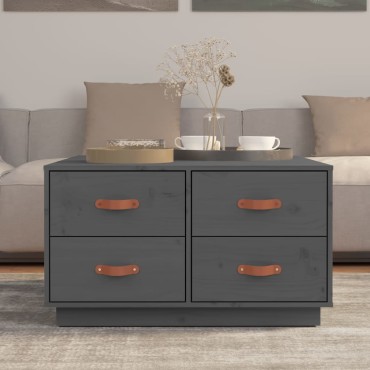 vidaXL Τραπεζάκι Σαλονιού Γκρι 80x80x45cm από Μασίφ Ξύλο Πεύκου 1 τεμ.