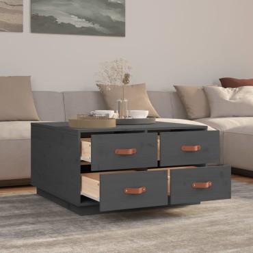 vidaXL Τραπεζάκι Σαλονιού Γκρι 80x80x45cm από Μασίφ Ξύλο Πεύκου 1 τεμ.