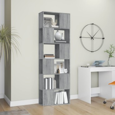 vidaXL Βιβλιοθήκη/Διαχωριστικό Χώρου Γκρι Sonoma 60x24x186cm 1 τεμ.
