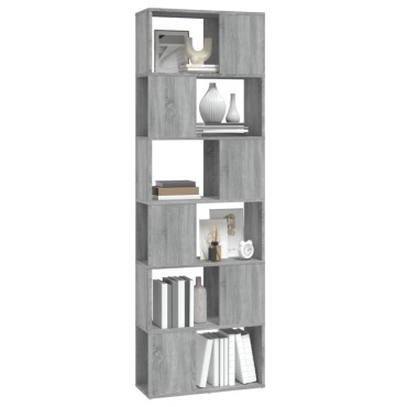 vidaXL Βιβλιοθήκη/Διαχωριστικό Χώρου Γκρι Sonoma 60x24x186cm 1 τεμ.