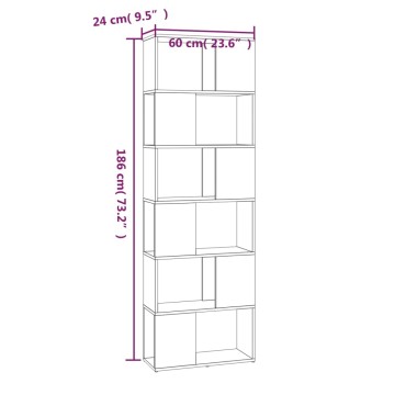 vidaXL Βιβλιοθήκη/Διαχωριστικό Χώρου Γκρι Sonoma 60x24x186cm 1 τεμ.