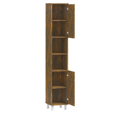 vidaXL Ντουλάπι Μπάνιου Καπνιστή Δρυς 30x30x179cm Επεξεργασμένο Ξύλο