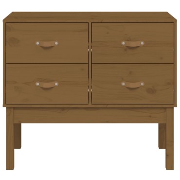 vidaXL Ντουλάπι Κονσόλα Καφέ Μελί 90x40x78cm Μασίφ Ξύλο Πεύκου 1 τεμ.