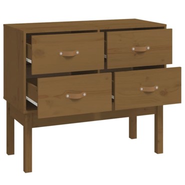vidaXL Ντουλάπι Κονσόλα Καφέ Μελί 90x40x78cm Μασίφ Ξύλο Πεύκου 1 τεμ.