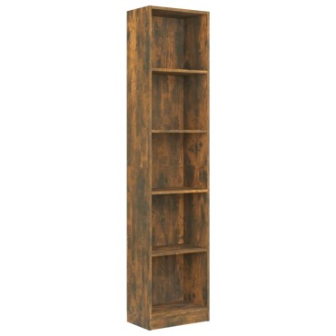 vidaXL Βιβλιοθήκη με 5 Ράφια Καπνιστή Δρυς 40x24x175cm Επεξεργ. Ξύλο 1 τεμ.
