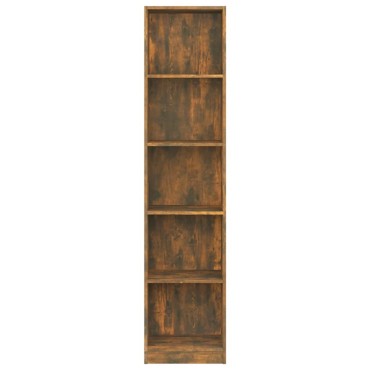 vidaXL Βιβλιοθήκη με 5 Ράφια Καπνιστή Δρυς 40x24x175cm Επεξεργ. Ξύλο 1 τεμ.