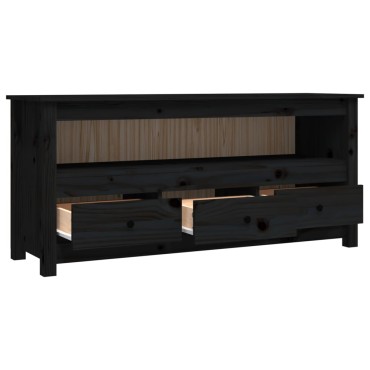 vidaXL Έπιπλο Τηλεόρασης Μαύρο 114x35x52cm από Μασίφ Ξύλο Πεύκου