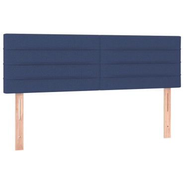 vidaXL Κρεβάτι Boxspring με Στρώμα & LED Μπλε 140x190 εκ. Υφασμάτινο