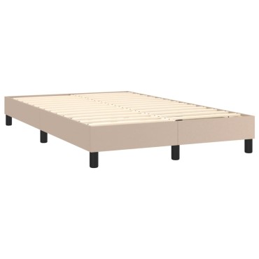 vidaXL Κρεβάτι Boxspring Στρώμα&LED Καπουτσίνο 120x200 εκ. Συνθ. Δέρμα
