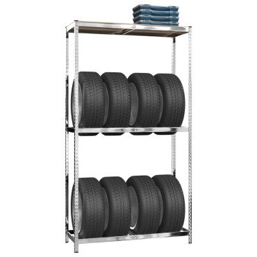 vidaXL Ραφιέρα Ελαστικών 2 Επιπέδων Ασημί 110 x 40 x 180 εκ. Ατσάλι