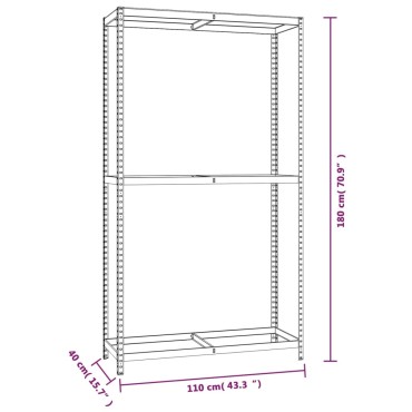 vidaXL Ραφιέρα Ελαστικών 2 Επιπέδων Ασημί 110 x 40 x 180 εκ. Ατσάλι