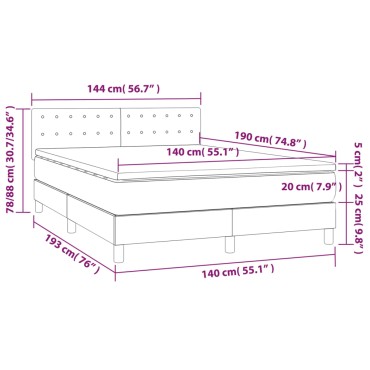 vidaXL Κρεβάτι Boxspring με Στρώμα Μπλε 140x190 εκ. Υφασμάτινο