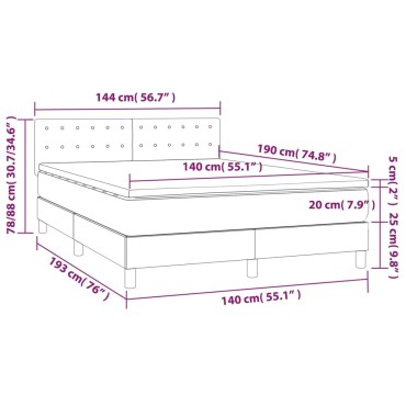 vidaXL Κρεβάτι Boxspring με Στρώμα & LED Μπλε 140x190 εκ. Υφασμάτινο