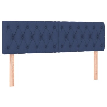vidaXL Κρεβάτι Boxspring με Στρώμα & LED Μπλε 140x190 εκ. Υφασμάτινο