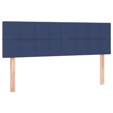 vidaXL Κρεβάτι Boxspring με Στρώμα Μπλε 140x190 εκ. Υφασμάτινο