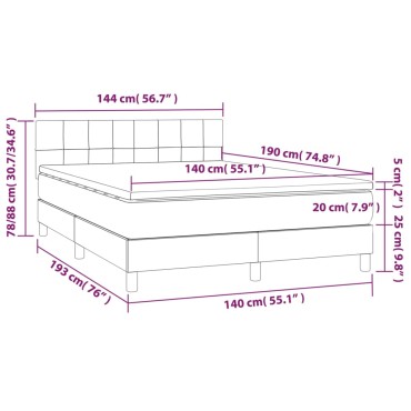 vidaXL Κρεβάτι Boxspring με Στρώμα Μπλε 140x190 εκ. Υφασμάτινο