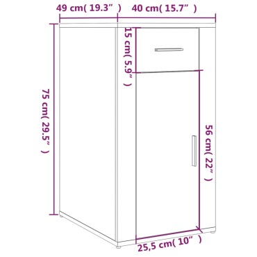 vidaXL Ντουλάπι Γραφείου Γκρι sonoma 40x49x75cm Επεξεργ. Ξύλο 1 τεμ.