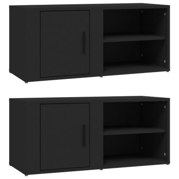 vidaXL Έπιπλα Τηλεόρασης 2 τεμ. Μαύρα 80x31,5x36cm Επεξεργασμένο Ξύλο