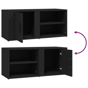 vidaXL Έπιπλα Τηλεόρασης 2 τεμ. Μαύρα 80x31,5x36cm Επεξεργασμένο Ξύλο