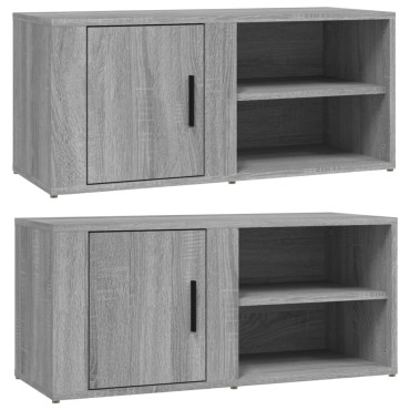 vidaXL Έπιπλα Τηλεόρασης 2 τεμ. Γκρι Sonoma 80x31,5x36cm Επεξ. Ξύλο