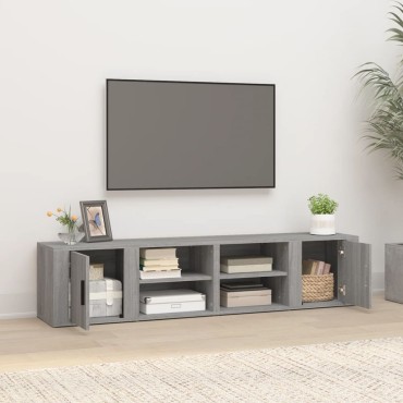 vidaXL Έπιπλα Τηλεόρασης 2 τεμ. Γκρι Sonoma 80x31,5x36cm Επεξ. Ξύλο